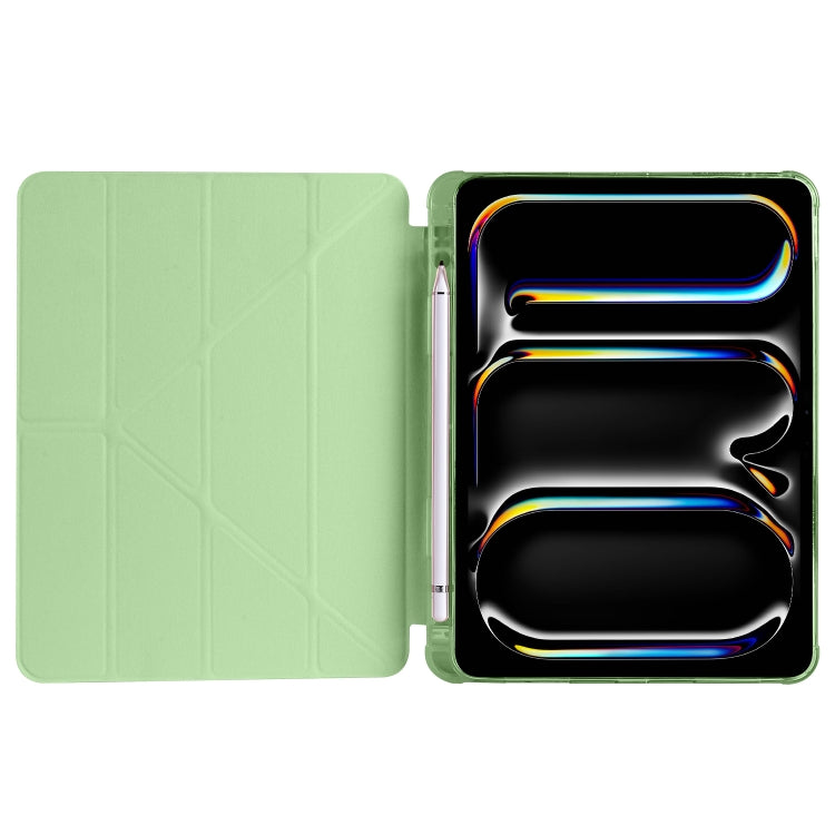 For iPad Pro 11 2024 Multi-folding TPU Leather Smart Tablet Case with Pen Slot(Matcha Green) - iPad Pro 11 2024 Cases by PMC TechLife | Online Shopping South Africa | PMC TechLife | Buy Now Pay Later Mobicred