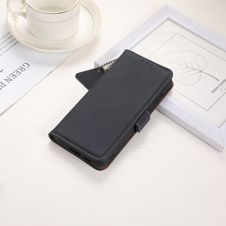 For iPhone 16 Pro Max Side-Magnetic TJ Genuine Leather RFID Phone Case(Blue) - iPhone 16 Pro Max Cases by PMC TechLife | Online Shopping South Africa | PMC TechLife | Buy Now Pay Later Mobicred