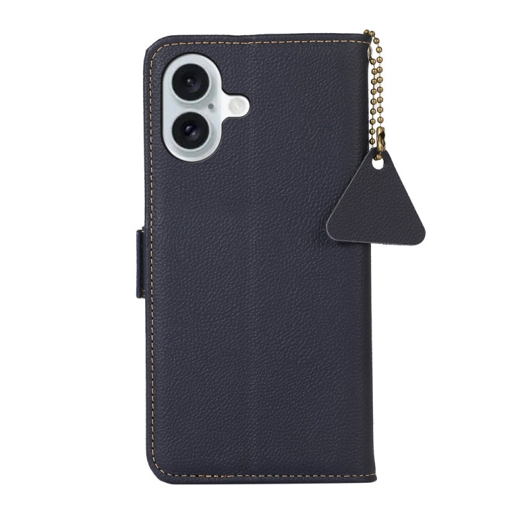 For iPhone 16 Side-Magnetic TJ Genuine Leather RFID Phone Case(Blue) - iPhone 16 Cases by PMC TechLife | Online Shopping South Africa | PMC TechLife | Buy Now Pay Later Mobicred