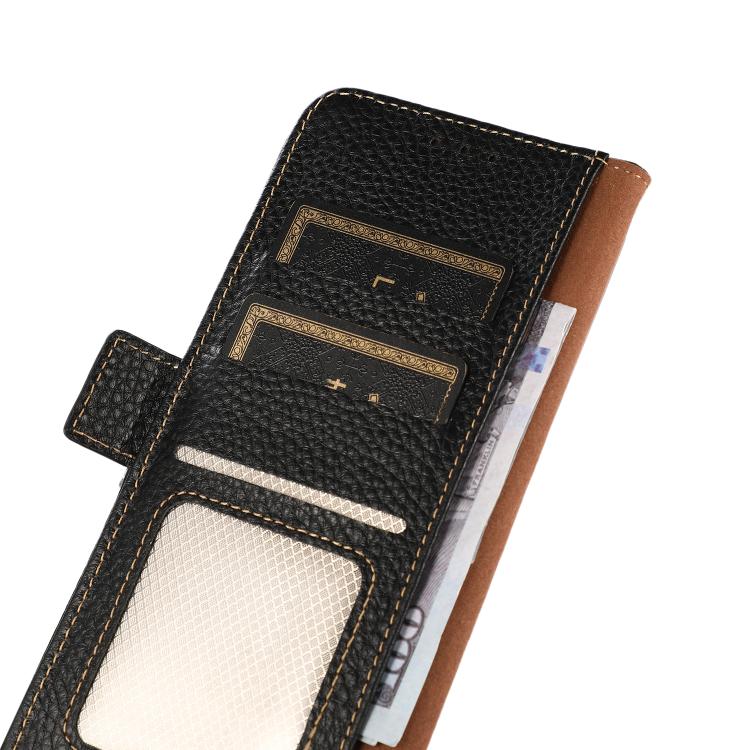 For iPhone 17 KHAZNEH Side-Magnetic Litchi Genuine Leather RFID Case(Black) - free shipping - PMc TechLife - Order now!