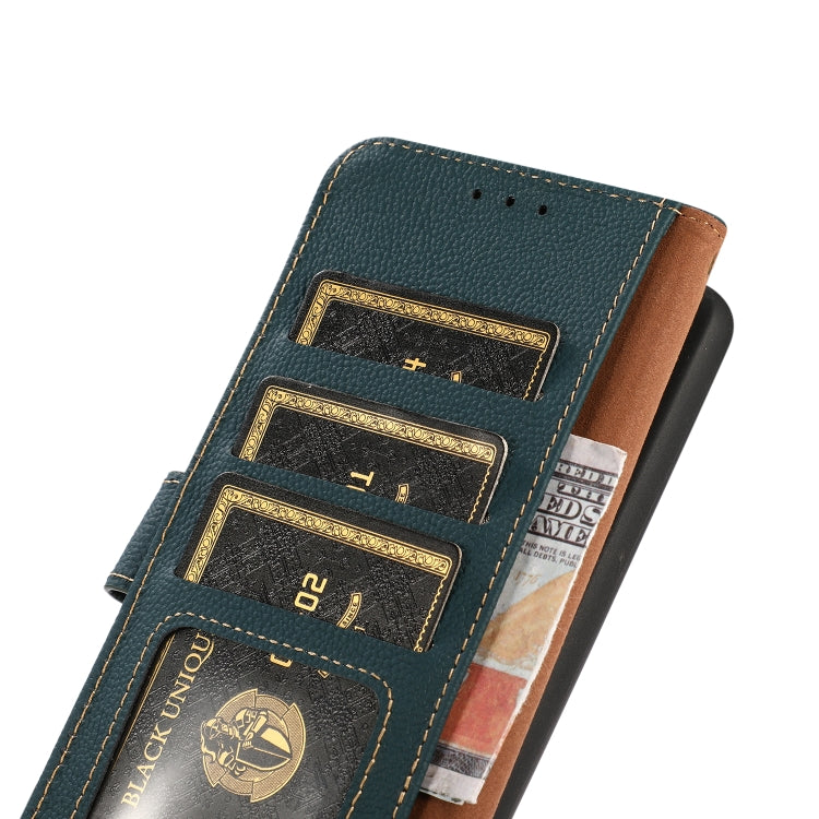 For iPhone 16 Plus KHAZNEH Custer Genuine Leather RFID Phone Case(Green) - free shipping - PMC TechLife - Order now!