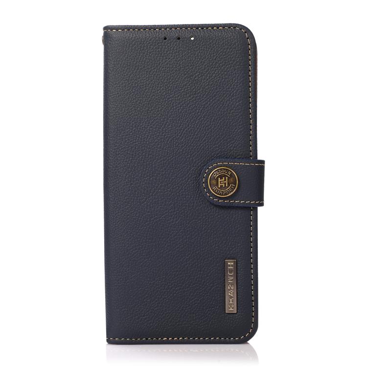 For iPhone 17 Pro Max KHAZNEH Custer Genuine Leather RFID Phone Case(Blue) - free shipping - PMc TechLife - Order now!