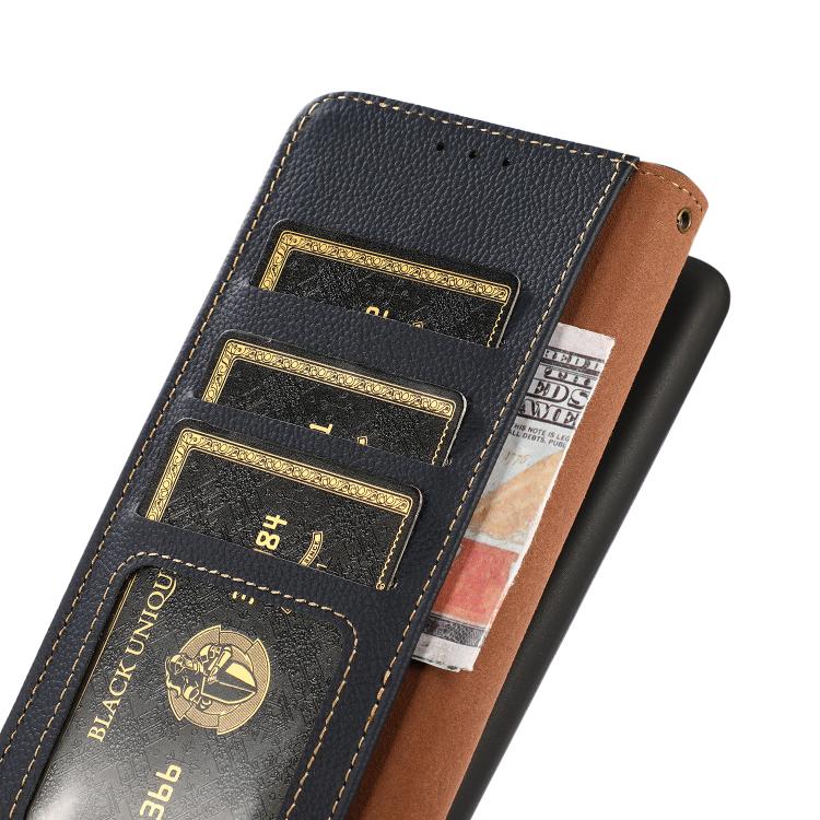 For iPhone 17 Pro Max KHAZNEH Custer Genuine Leather RFID Phone Case(Blue) - free shipping - PMc TechLife - Order now!