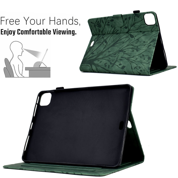 For iPad Pro 11 2024 Fortune Tree Embossed Leather Smart Tablet Case(Green) - iPad Pro 11 2024 Cases by PMC Jewellery | Online Shopping South Africa | PMC Jewellery | Buy Now Pay Later Mobicred