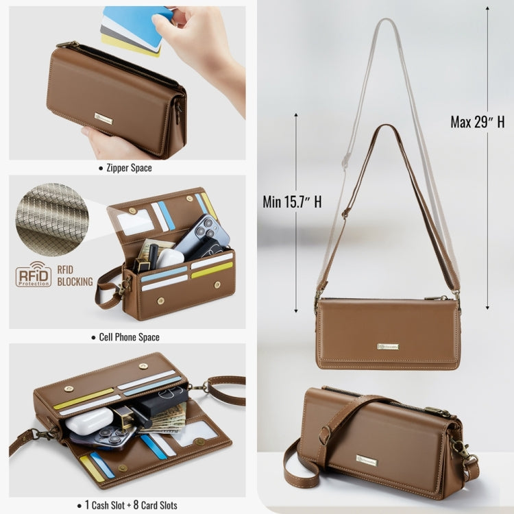 CaseMe ME30 Max Multifunctional Large-Capacity Shoulder Crossbody Phone Bag(Brown) - free shipping - PMC Jewellery - Order now!