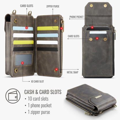 CaseMe Me40 Vertical Multifunctional Shoulder Crossbody Phone Bag(Coffee) -  by CaseMe | Online Shopping South Africa | PMC Jewellery | Buy Now Pay Later Mobicred