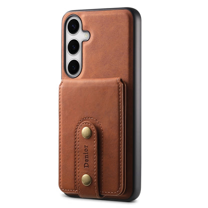 For Samsung Galaxy S24+ 5G Denior D14 NK Retro Pattern MagSafe Magnetic Card Holder Leather Phone Case(Brown) - Galaxy S24+ 5G Cases by Denior | Online Shopping South Africa | PMC Jewellery | Buy Now Pay Later Mobicred