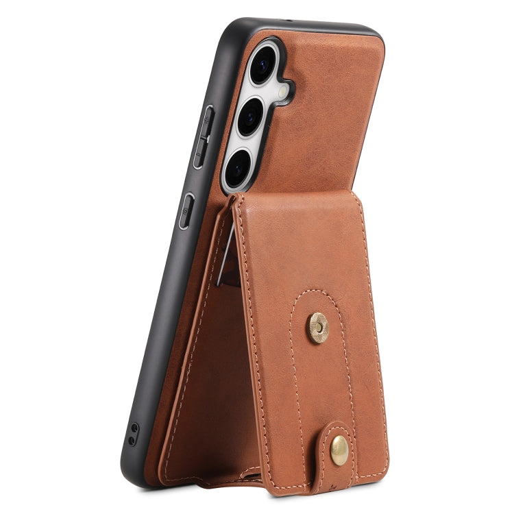 For Samsung Galaxy S24 5G Denior D14 NK Retro Pattern MagSafe Magnetic Card Holder Leather Phone Case(Brown) - Galaxy S24 5G Cases by Denior | Online Shopping South Africa | PMC Jewellery | Buy Now Pay Later Mobicred