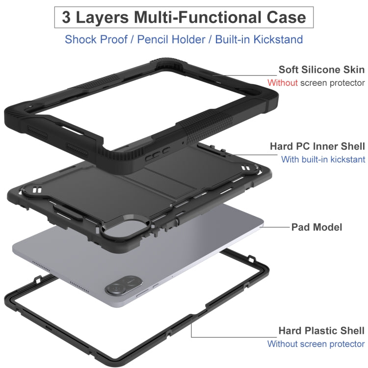 For Honor Pad X9 / X8 Pro Shockproof Silicone Hybrid PC Tablet Case with Holder(Black) - Honor by PMC TechLife | Online Shopping South Africa | PMC TechLife | Buy Now Pay Later Mobicred