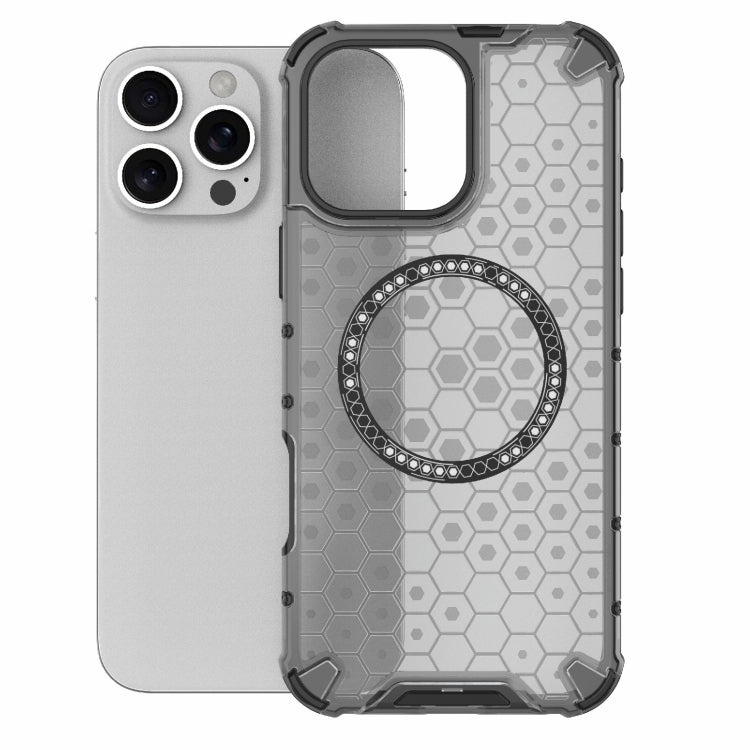 For iPhone 16 Pro Max Honeycomb Magnetic Ring Shockproof Phone Case(Black) - iPhone 16 Pro Max Cases by PMC Jewellery | Online Shopping South Africa | PMC Jewellery | Buy Now Pay Later Mobicred