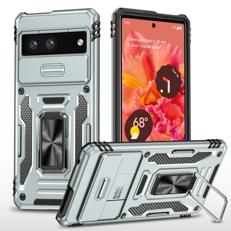 For Google Pixel 9/9 Pro Armor PC + TPU Camera Shield Phone Case(Grey) - Google Cases by PMC Jewellery | Online Shopping South Africa | PMC Jewellery | Buy Now Pay Later Mobicred