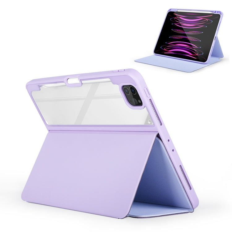 For iPad Air 13 2024 / Pro 12.9 2022 2-Fold Clear Acrylic Leather Tablet Case(Light Purple) - iPad Pro 12.9 (2022/2021) Cases by PMC Jewellery | Online Shopping South Africa | PMC Jewellery | Buy Now Pay Later Mobicred