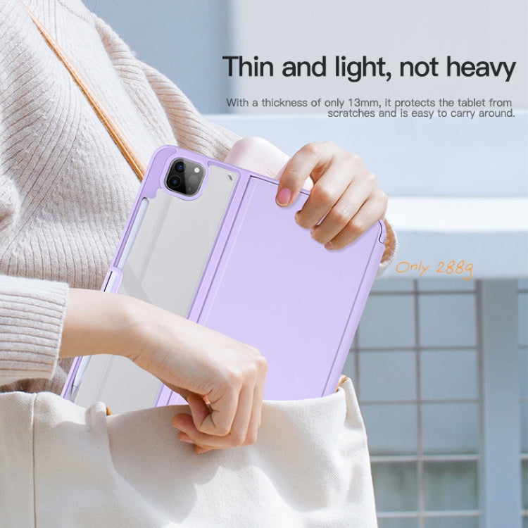 For iPad Air 13 2024 / Pro 12.9 2022 2-Fold Clear Acrylic Leather Tablet Case(Light Purple) - iPad Pro 12.9 (2022/2021) Cases by PMC Jewellery | Online Shopping South Africa | PMC Jewellery | Buy Now Pay Later Mobicred