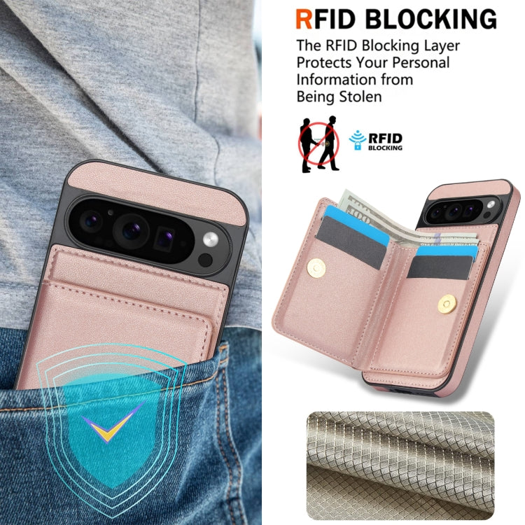 For Google Pixel 9 RFID Anti-theft Card Ring Holder Phone Case(Rose Gold) - Google Cases by PMC Jewellery | Online Shopping South Africa | PMC Jewellery | Buy Now Pay Later Mobicred