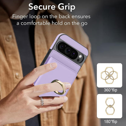 For Google Pixel 9 RFID Anti-theft Card Ring Holder Phone Case(Purple) - Google Cases by PMC Jewellery | Online Shopping South Africa | PMC Jewellery | Buy Now Pay Later Mobicred