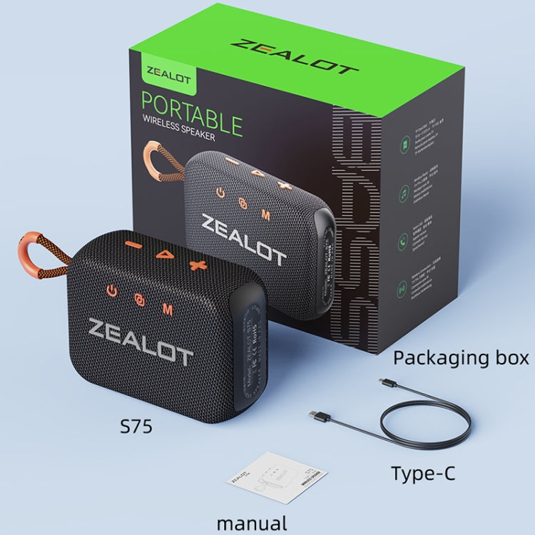 Zealot S75 Portable Outdoor IPX6 Waterproof Bluetooth Speaker(Orange) - Waterproof Speaker by ZEALOT | Online Shopping South Africa | PMC Jewellery | Buy Now Pay Later Mobicred