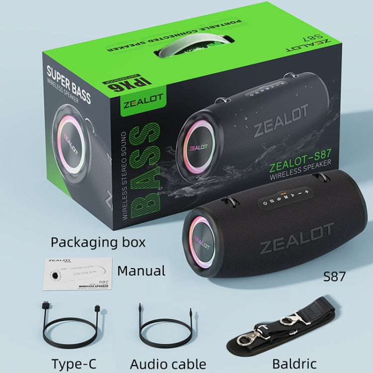 Zealot S87 80W Portable Outdoor Bluetooth Speaker with RGB Light(Black) - Waterproof Speaker by ZEALOT | Online Shopping South Africa | PMC Jewellery | Buy Now Pay Later Mobicred