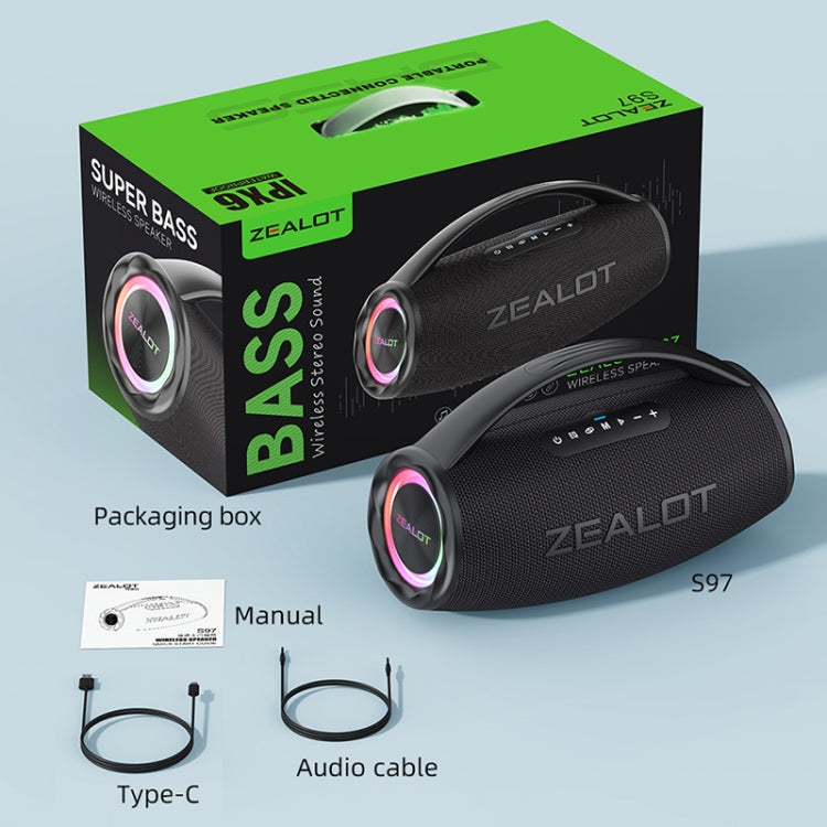 Zealot S97 80W Outdoor Portable RGB Light Bluetooth Speaker(Blue) - Waterproof Speaker by ZEALOT | Online Shopping South Africa | PMC Jewellery | Buy Now Pay Later Mobicred