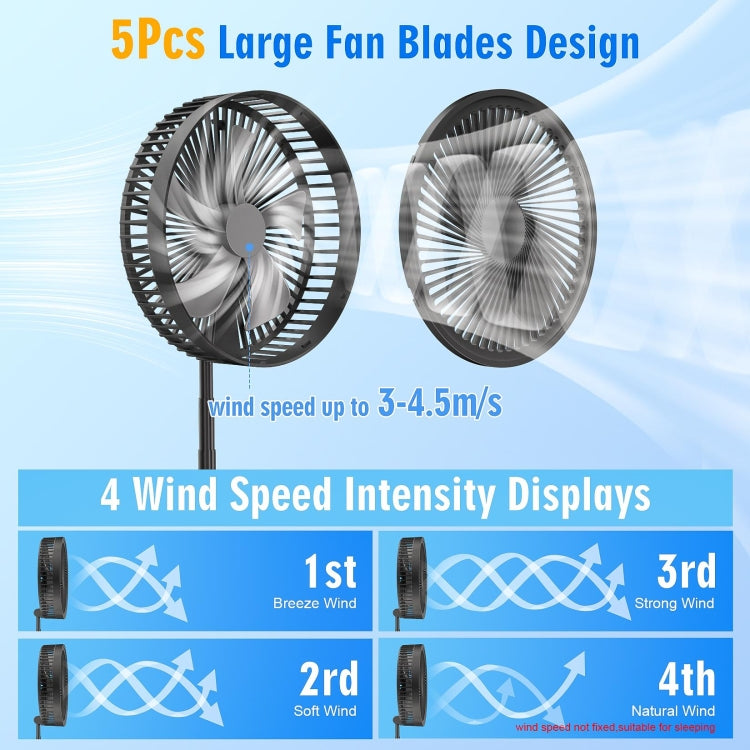 F9 Folding Adjustable Height Desktop Electric Fan(Black) - Electric Fans by PMC Jewellery | Online Shopping South Africa | PMC Jewellery | Buy Now Pay Later Mobicred