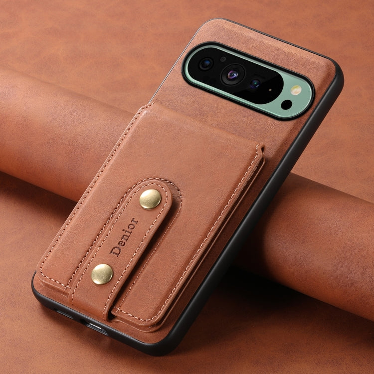 For Google Pixel 9 Denior D14 NK Retro Pattern MagSafe Magnetic Card Holder Leather Phone Case(Brown) - Google Cases by Denior | Online Shopping South Africa | PMC Jewellery | Buy Now Pay Later Mobicred