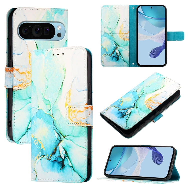 For Google Pixel 9 PT003 Marble Pattern Flip Leather Phone Case(Green) - Google Cases by PMC Jewellery | Online Shopping South Africa | PMC Jewellery | Buy Now Pay Later Mobicred