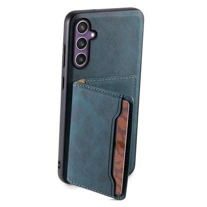 For Samsung Galaxy S24 5G Denior D13 Retro Texture Leather MagSafe Card Bag Phone Case(Blue) - Galaxy S24 5G Cases by Denior | Online Shopping South Africa | PMC Jewellery | Buy Now Pay Later Mobicred