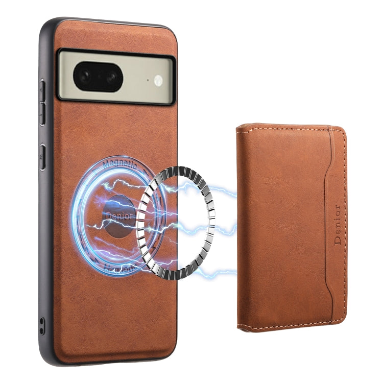 For Google Pixel 8 Denior D13 Retro Texture Leather MagSafe Card Bag Phone Case(Brown) - Google Cases by Denior | Online Shopping South Africa | PMC Jewellery | Buy Now Pay Later Mobicred