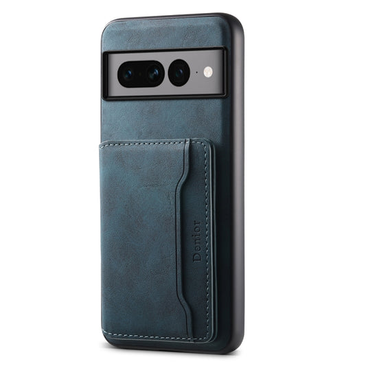 For Google Pixel 7 Pro 5G Denior D13 Retro Texture Leather MagSafe Card Bag Phone Case(Blue) - Google Cases by Denior | Online Shopping South Africa | PMC Jewellery | Buy Now Pay Later Mobicred