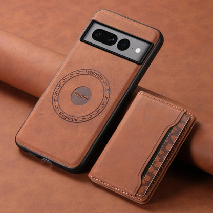 For Google Pixel 7 Pro 5G Denior D13 Retro Texture Leather MagSafe Card Bag Phone Case(Brown) - Google Cases by Denior | Online Shopping South Africa | PMC Jewellery | Buy Now Pay Later Mobicred