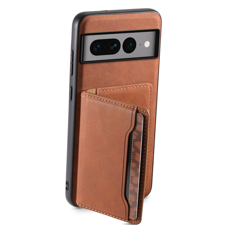 For Google Pixel 7 Pro 5G Denior D13 Retro Texture Leather MagSafe Card Bag Phone Case(Brown) - Google Cases by Denior | Online Shopping South Africa | PMC Jewellery | Buy Now Pay Later Mobicred