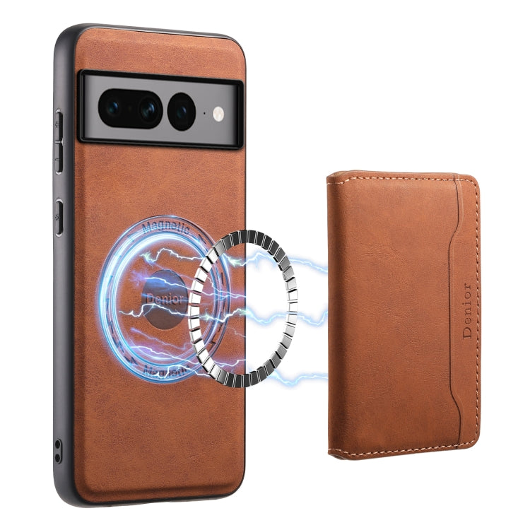 For Google Pixel 7 Pro 5G Denior D13 Retro Texture Leather MagSafe Card Bag Phone Case(Brown) - Google Cases by Denior | Online Shopping South Africa | PMC Jewellery | Buy Now Pay Later Mobicred