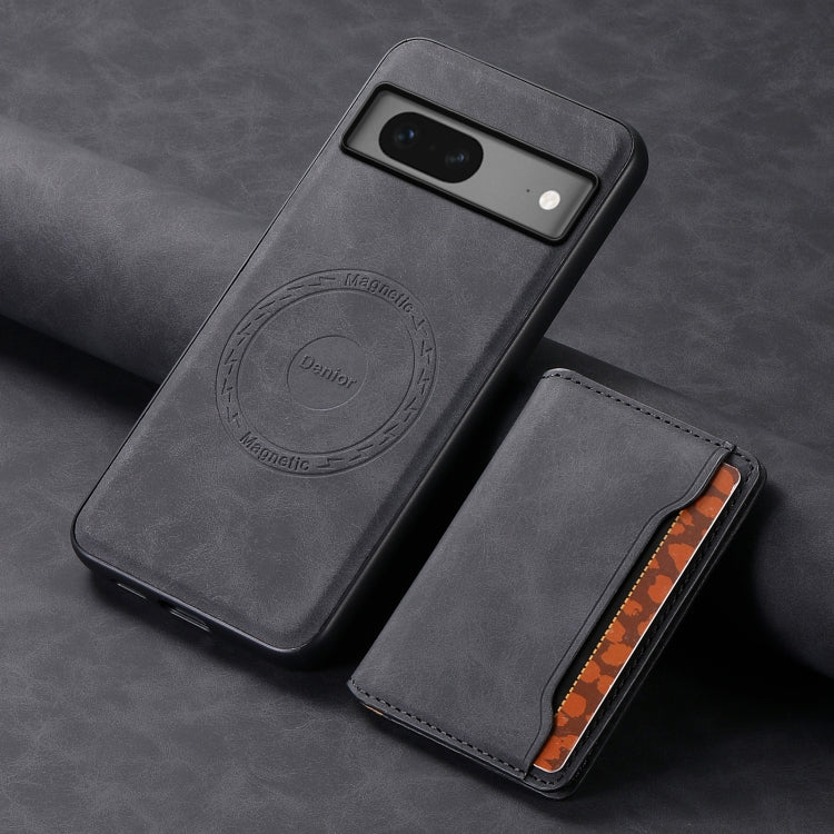 For Google Pixel 7 5G Denior D13 Retro Texture Leather MagSafe Card Bag Phone Case(Black) - Google Cases by Denior | Online Shopping South Africa | PMC TechLife | Buy Now Pay Later Mobicred