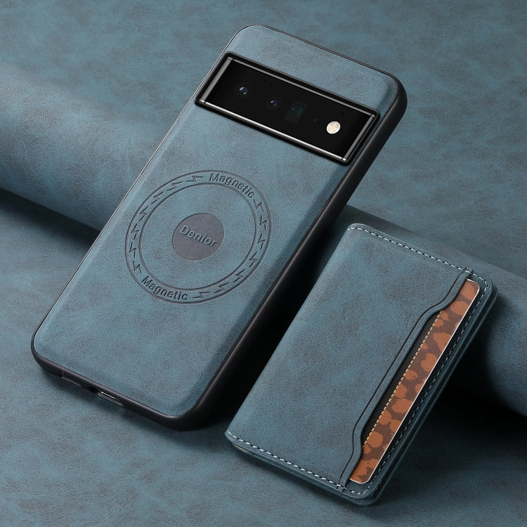 For Google Pixel 6 Pro Denior D13 Retro Texture Leather MagSafe Card Bag Phone Case(Blue) - Google Cases by Denior | Online Shopping South Africa | PMC TechLife | Buy Now Pay Later Mobicred