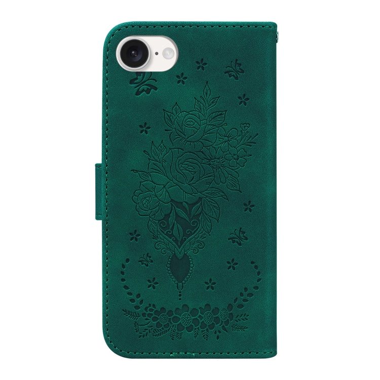For iPhone SE 2024 Butterfly Rose Embossed Leather Phone Case(Green) - More iPhone Cases by PMC Jewellery | Online Shopping South Africa | PMC Jewellery | Buy Now Pay Later Mobicred