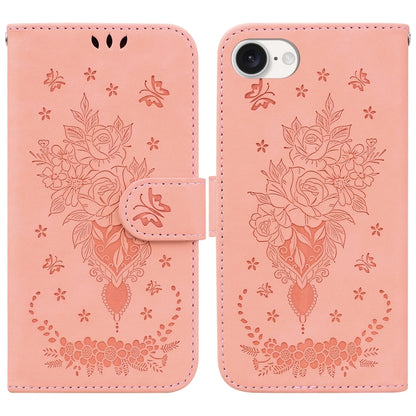 For iPhone SE 2024 Butterfly Rose Embossed Leather Phone Case(Pink) - More iPhone Cases by PMC Jewellery | Online Shopping South Africa | PMC Jewellery | Buy Now Pay Later Mobicred