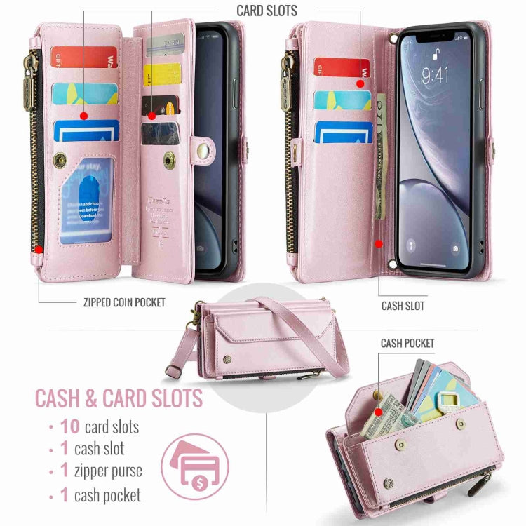 For iPhone XR CaseMe C36 Card Slots Zipper Wallet RFID Anti-theft Leather Phone Case(Pink) - More iPhone Cases by CaseMe | Online Shopping South Africa | PMC Jewellery | Buy Now Pay Later Mobicred