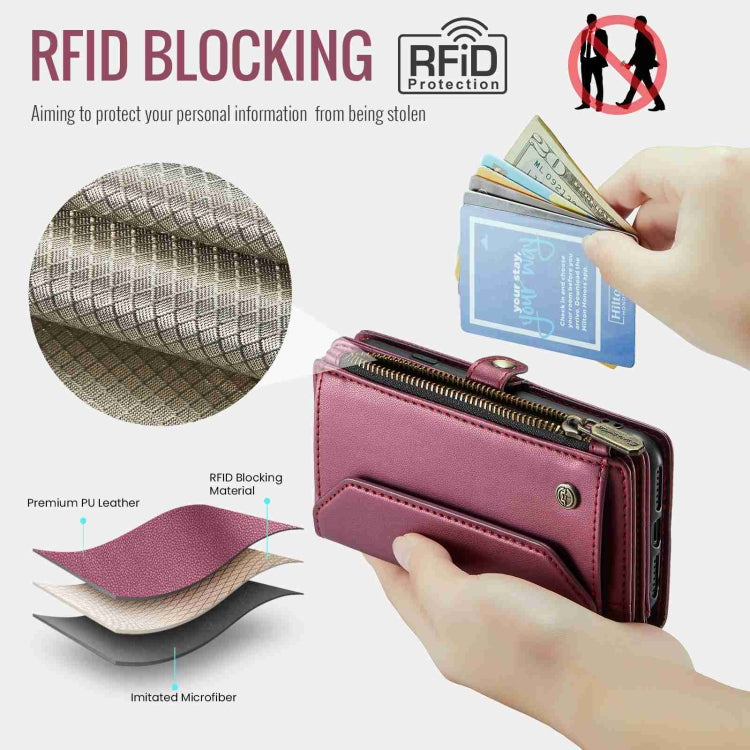 For iPhone 11 Pro CaseMe C36 Card Slots Zipper Wallet RFID Anti-theft Leather Phone Case(Wine Red) - iPhone 11 Pro Cases by CaseMe | Online Shopping South Africa | PMC Jewellery | Buy Now Pay Later Mobicred