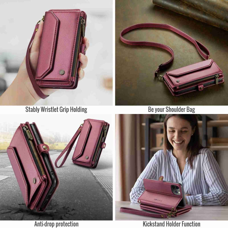 For iPhone 11 Pro Max CaseMe C36 Card Slots Zipper Wallet RFID Anti-theft Leather Phone Case(Wine Red) - iPhone 11 Pro Max Cases by CaseMe | Online Shopping South Africa | PMC Jewellery | Buy Now Pay Later Mobicred