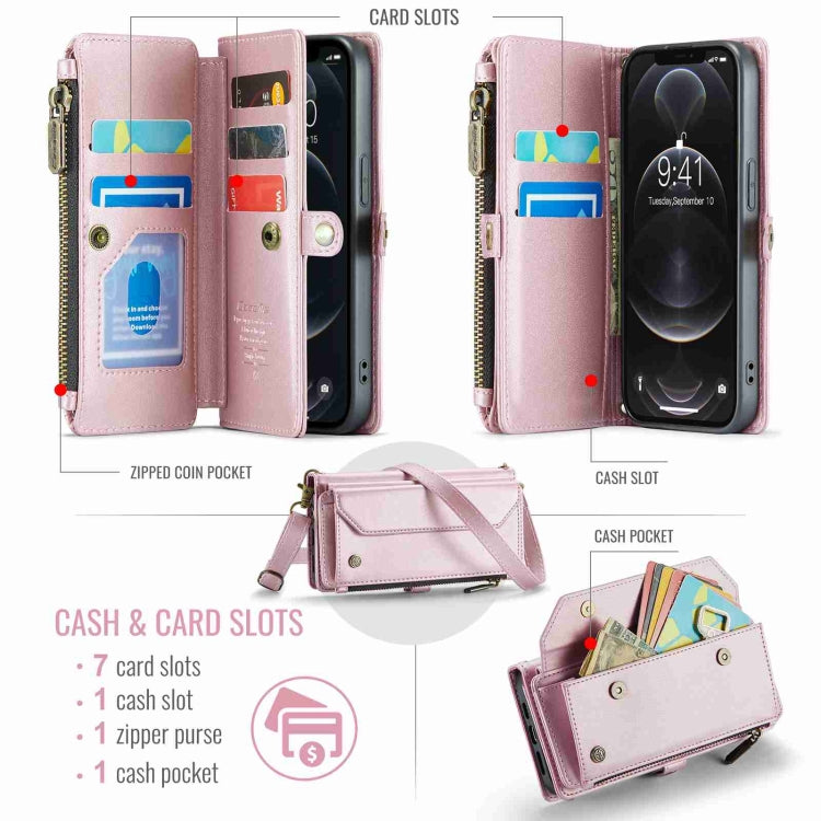 For iPhone 12 Pro Max CaseMe C36 Card Slots Zipper Wallet RFID Anti-theft Leather Phone Case(Pink) - iPhone 12 Pro Max Cases by CaseMe | Online Shopping South Africa | PMC Jewellery | Buy Now Pay Later Mobicred