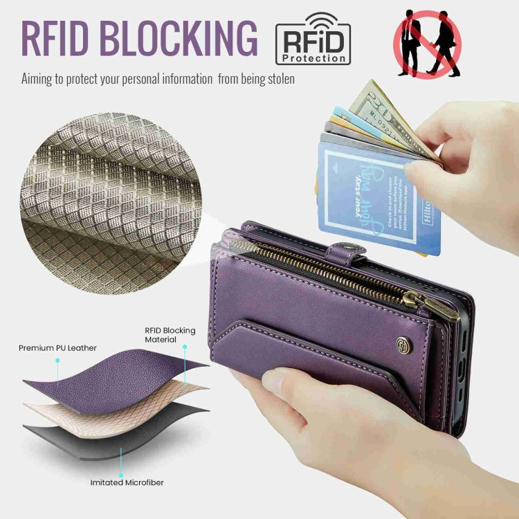 For iPhone 13 mini CaseMe C36 Card Slots Zipper Wallet RFID Anti-theft Leather Phone Case(Purple) - iPhone 13 mini Cases by CaseMe | Online Shopping South Africa | PMC Jewellery | Buy Now Pay Later Mobicred