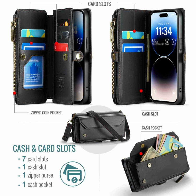 For iPhone 14 Pro CaseMe C36 Card Slots Zipper Wallet RFID Anti-theft Leather Phone Case(Black) - iPhone 14 Pro Cases by CaseMe | Online Shopping South Africa | PMC Jewellery | Buy Now Pay Later Mobicred