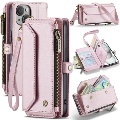 For iPhone 15 CaseMe C36 Card Slots Zipper Wallet RFID Anti-theft Leather Phone Case(Pink) - iPhone 15 Cases by CaseMe | Online Shopping South Africa | PMC Jewellery | Buy Now Pay Later Mobicred