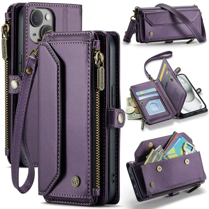 For iPhone 15 Plus CaseMe C36 Card Slots Zipper Wallet RFID Anti-theft Leather Phone Case(Purple) - iPhone 15 Plus Cases by CaseMe | Online Shopping South Africa | PMC Jewellery | Buy Now Pay Later Mobicred