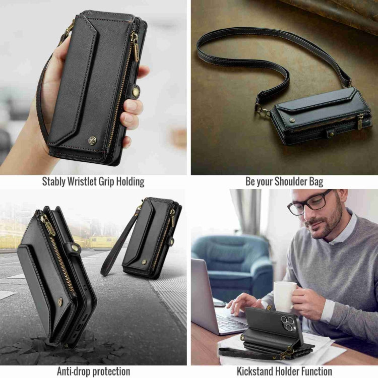 For iPhone 15 Pro CaseMe C36 Card Slots Zipper Wallet RFID Anti-theft Leather Phone Case(Black) - iPhone 15 Pro Cases by CaseMe | Online Shopping South Africa | PMC Jewellery | Buy Now Pay Later Mobicred