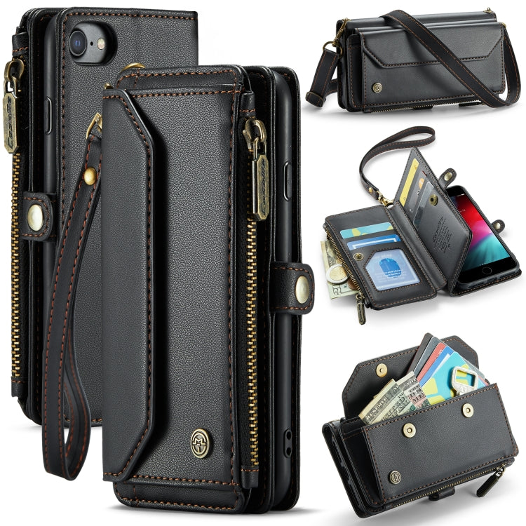 For iPhone SE 2022 / SE 2020 CaseMe C36 Card Slots Zipper Wallet RFID Anti-theft Leather Phone Case(Black) - iPhone SE 2022 / 2020 / 8 / 7 Cases by CaseMe | Online Shopping South Africa | PMC Jewellery | Buy Now Pay Later Mobicred