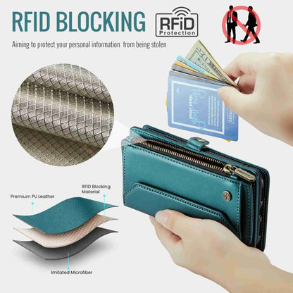 For iPhone 8 Plus / 7 Plus / 6 Plus CaseMe C36 Card Slots Zipper Wallet RFID Anti-theft Leather Phone Case(Blue-green) - More iPhone Cases by CaseMe | Online Shopping South Africa | PMC Jewellery | Buy Now Pay Later Mobicred