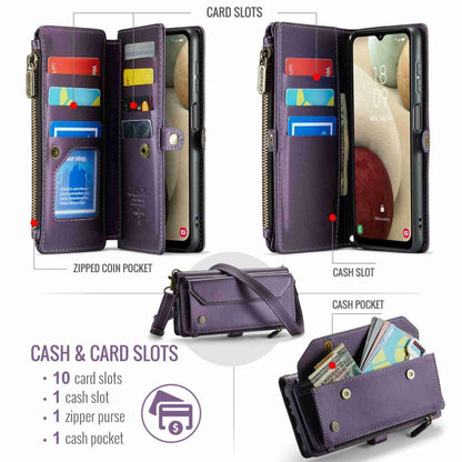 For Samsung Galaxy A12 5G CaseMe C36 Card Slots Zipper Wallet RFID Anti-theft Leather Phone Case(Purple) - Galaxy Phone Cases by CaseMe | Online Shopping South Africa | PMC Jewellery | Buy Now Pay Later Mobicred