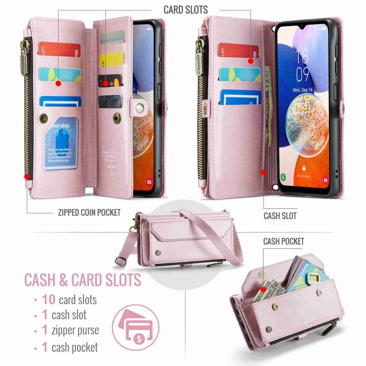 For Samsung Galaxy A14 5G / 4G CaseMe C36 Card Slots Zipper Wallet RFID Anti-theft Leather Phone Case(Pink) - Galaxy Phone Cases by CaseMe | Online Shopping South Africa | PMC Jewellery | Buy Now Pay Later Mobicred