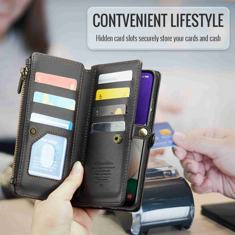 For Samsung Galaxy A22 5G CaseMe C36 Card Slots Zipper Wallet RFID Anti-theft Leather Phone Case(Black) - Galaxy Phone Cases by CaseMe | Online Shopping South Africa | PMC Jewellery | Buy Now Pay Later Mobicred