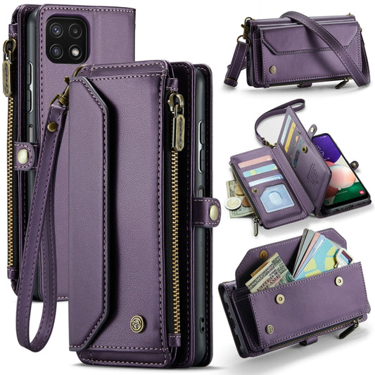 For Samsung Galaxy A22 5G CaseMe C36 Card Slots Zipper Wallet RFID Anti-theft Leather Phone Case(Purple) - Galaxy Phone Cases by CaseMe | Online Shopping South Africa | PMC Jewellery | Buy Now Pay Later Mobicred